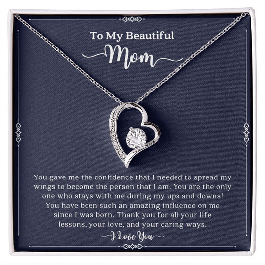 To My Beautiful Mom | I Love You - Forever Love Necklace